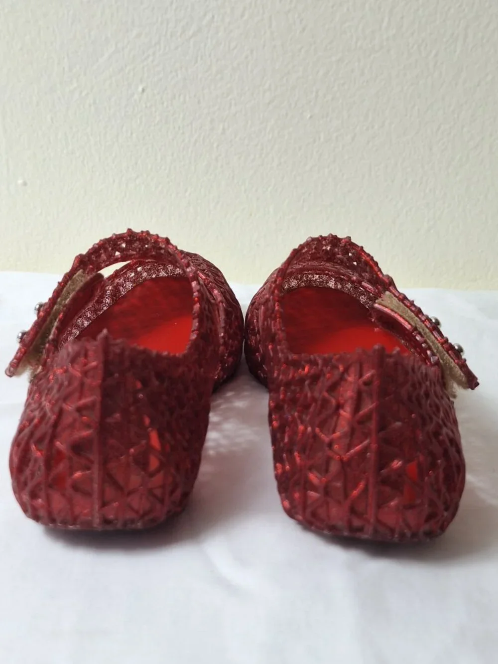 Mini Melissa Girls Red Glitter Mary Jane Dress Shoes